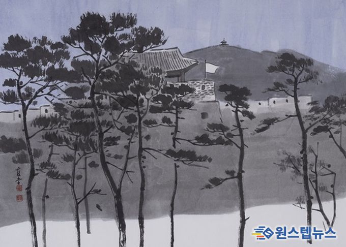 이길범 <수원화성> 연도미상, 종이에 먹,색, 84x92.5cm 《이길범: 긴 여로에서》展