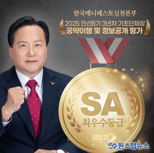 오산시, 기초단체장 공약이행 및 정보공개평가 2년 연속 '최우수(SA)' 등급 달성