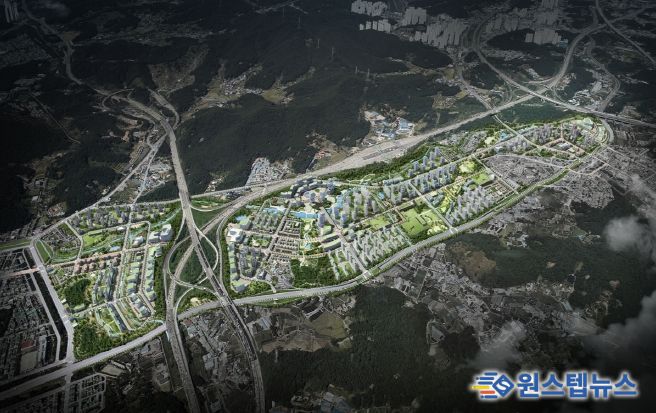 조감도. 지구계획 변경 등 조성계획 변경으로 개발 완료 시 상이할 수 있음