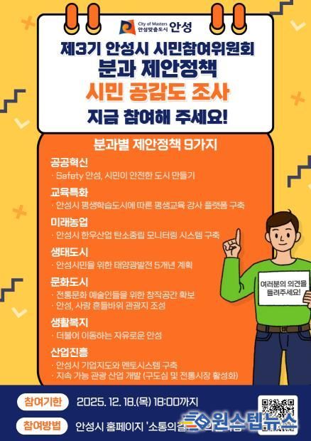 안성시 시민참여위원회, 분과별 제안 정책 시민 의견 수렴