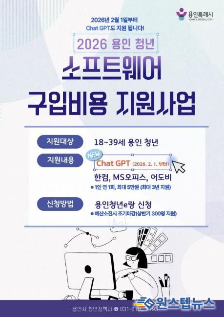 용인특례시 청년 소프트웨어 구입비용 지원사업 포스터