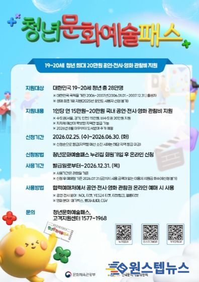 청년 문화예술패스 신청 안내문