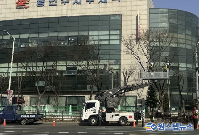 용인특례시 수지구 봄철 가로수 정비 모습