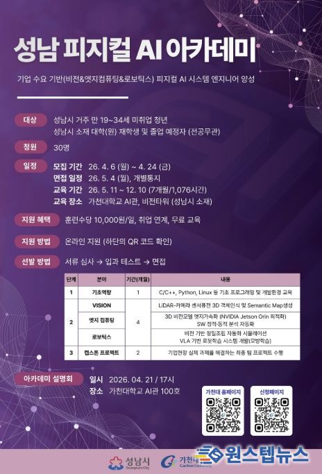 성남 피지컬 AI 아카데미 모집 포스터