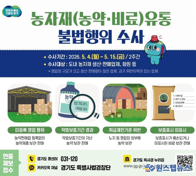 농자재(농약·비료)유통 불법행위 수사